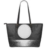 Black And White Moonlight Print Leather Tote Bag