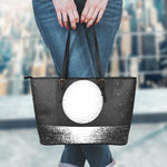 Black And White Moonlight Print Leather Tote Bag