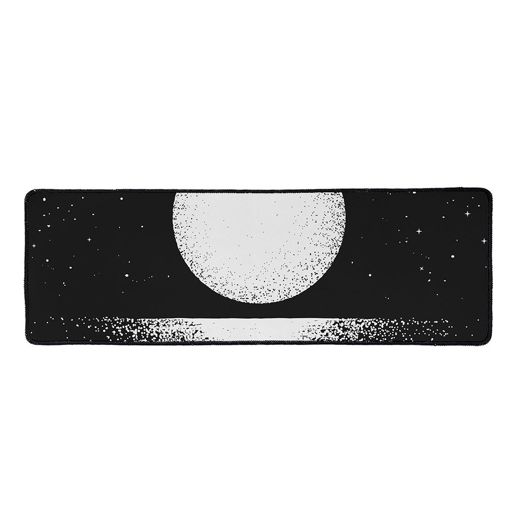 Black And White Moonlight Print Long Kitchen Mat