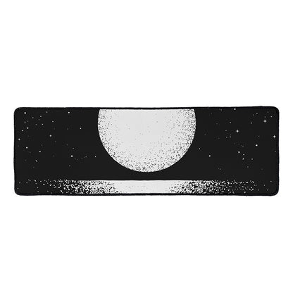 Black And White Moonlight Print Long Kitchen Mat