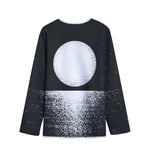 Black And White Moonlight Print Long Sleeve Short Coat