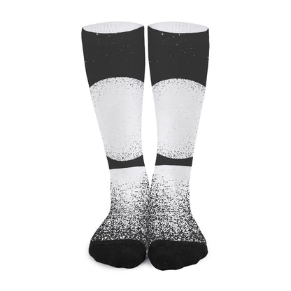 Black And White Moonlight Print Long Socks