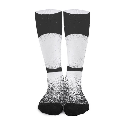 Black And White Moonlight Print Long Socks
