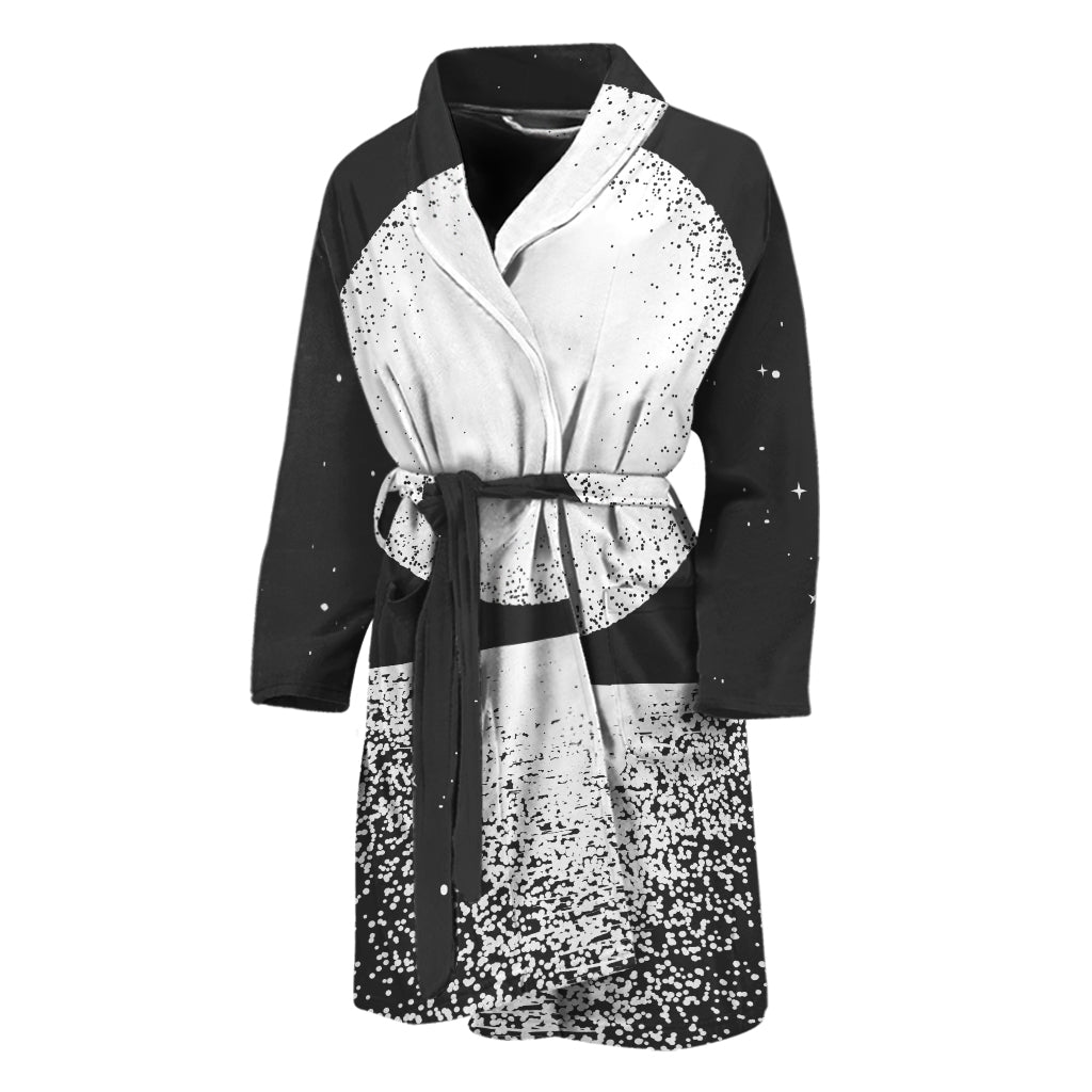 Black And White Moonlight Print Men's Bathrobe