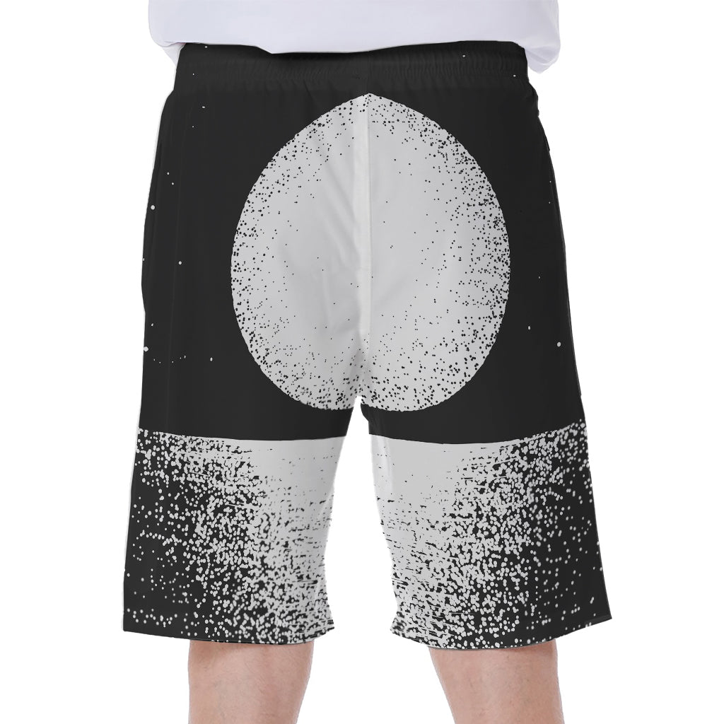 Black And White Moonlight Print Men's Beach Shorts