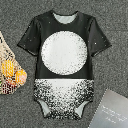 Black And White Moonlight Print Men's Bodysuit