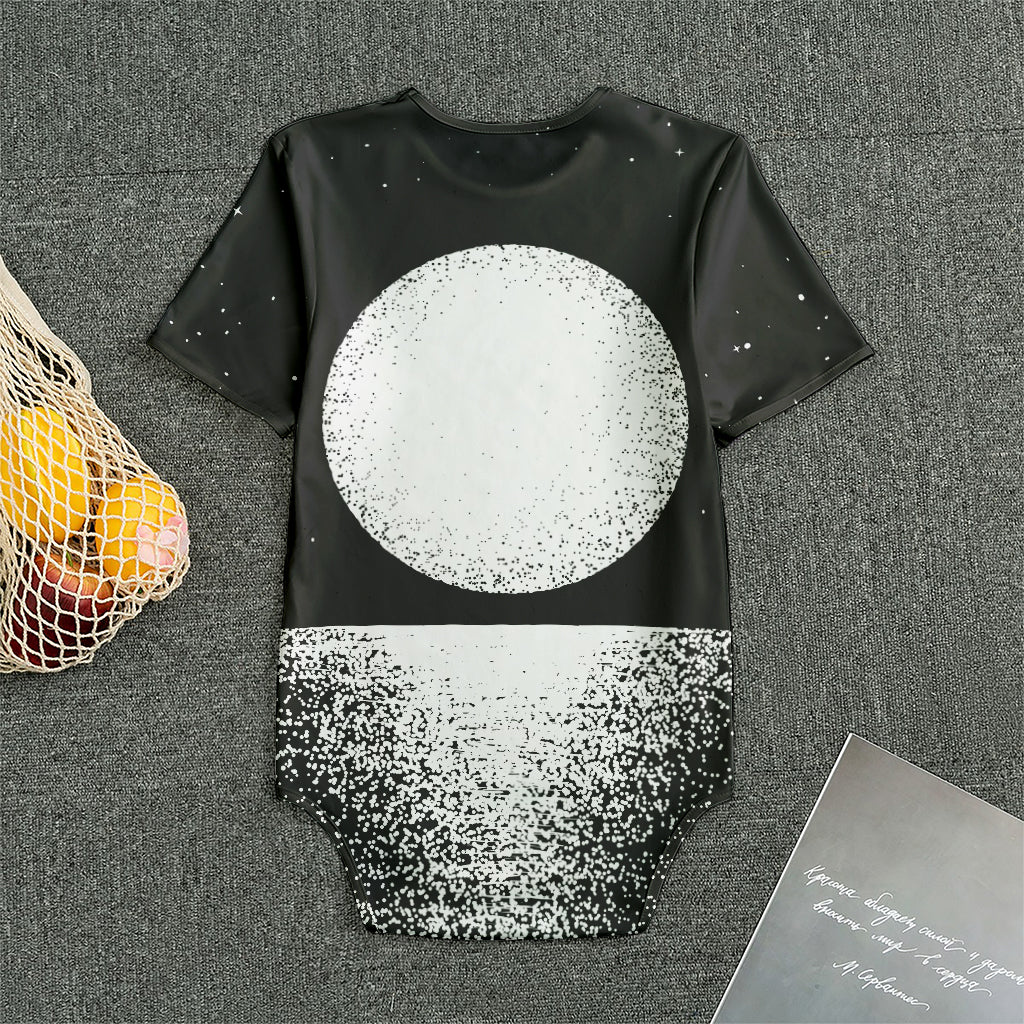 Black And White Moonlight Print Men's Bodysuit
