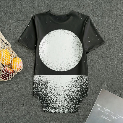 Black And White Moonlight Print Men's Bodysuit