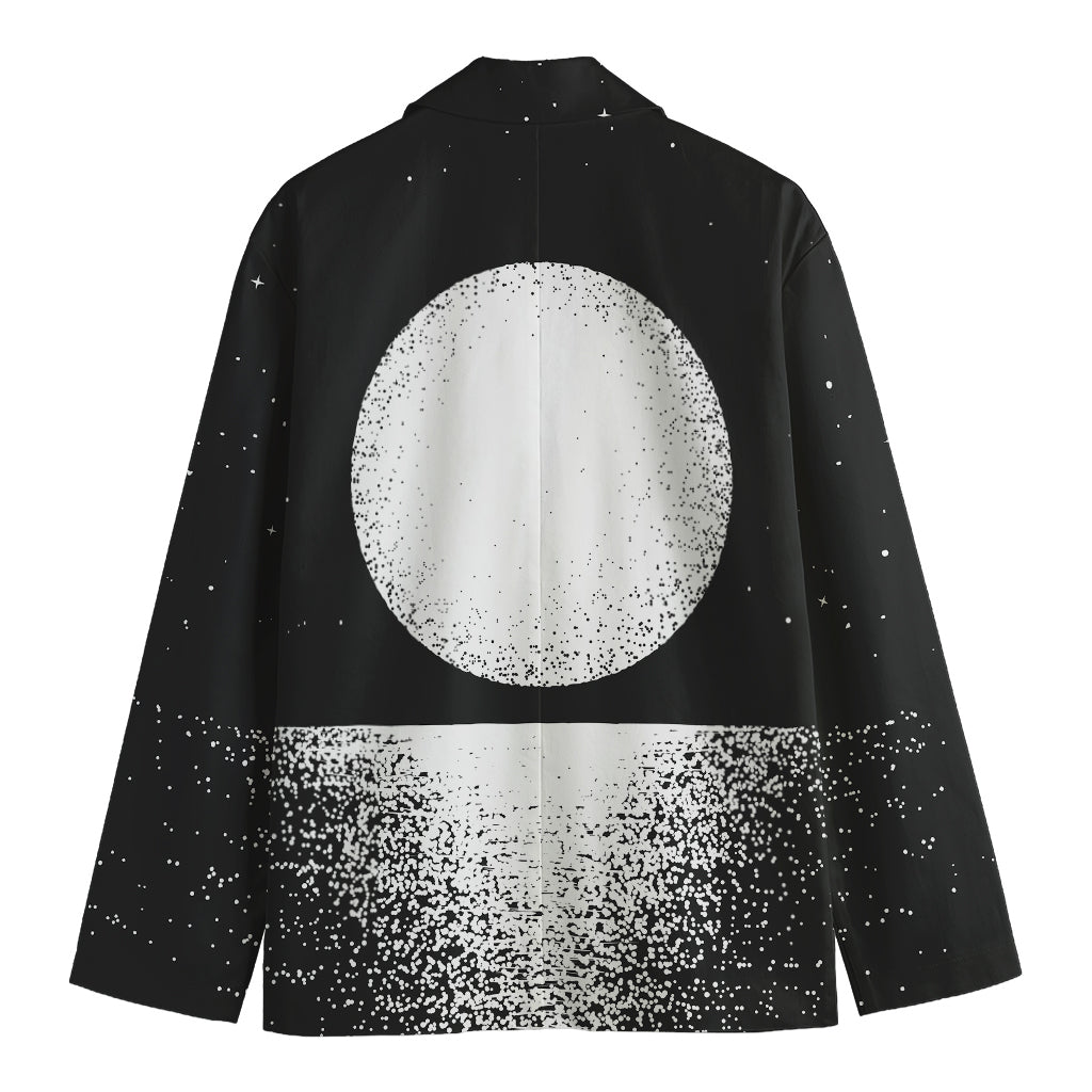 Black And White Moonlight Print Men's Cotton Blazer