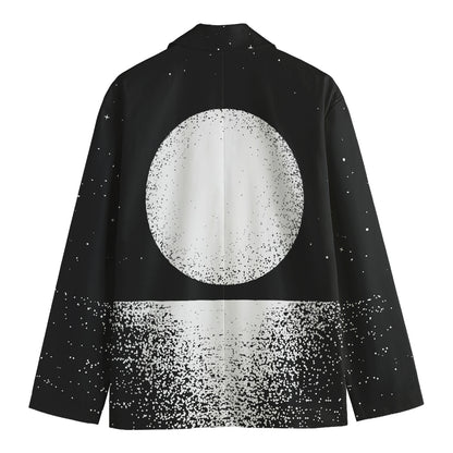 Black And White Moonlight Print Men's Cotton Blazer