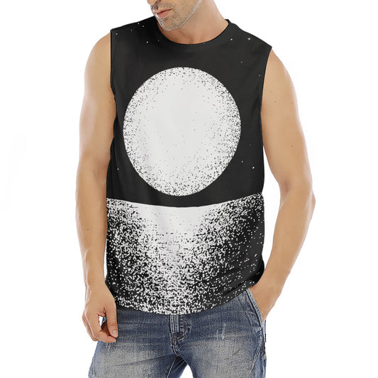 Black And White Moonlight Print Men's Fitness Tank Top