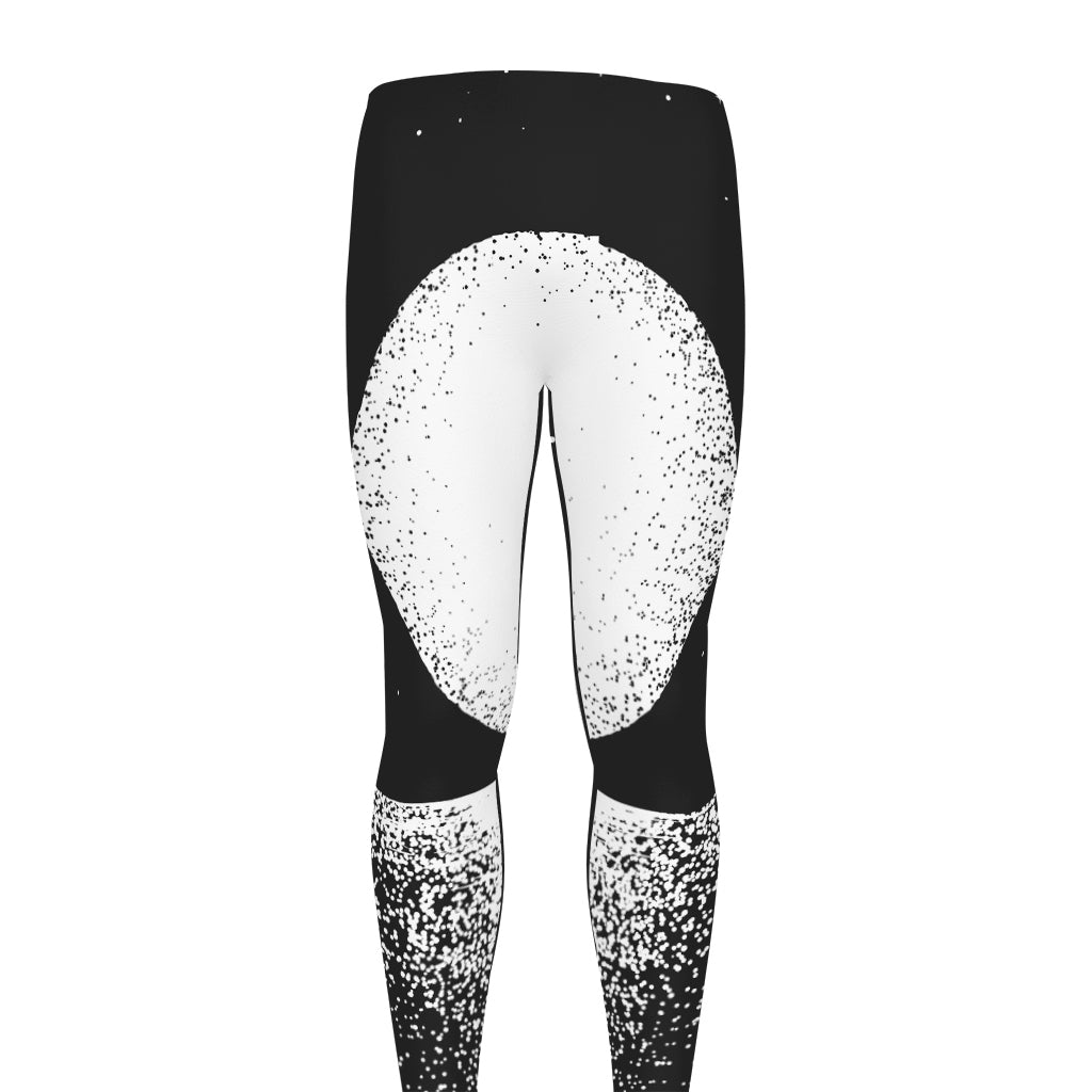 Black And White Moonlight Print Men's leggings