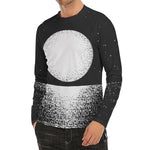 Black And White Moonlight Print Men's Long Sleeve Rash Guard