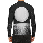 Black And White Moonlight Print Men's Long Sleeve Rash Guard