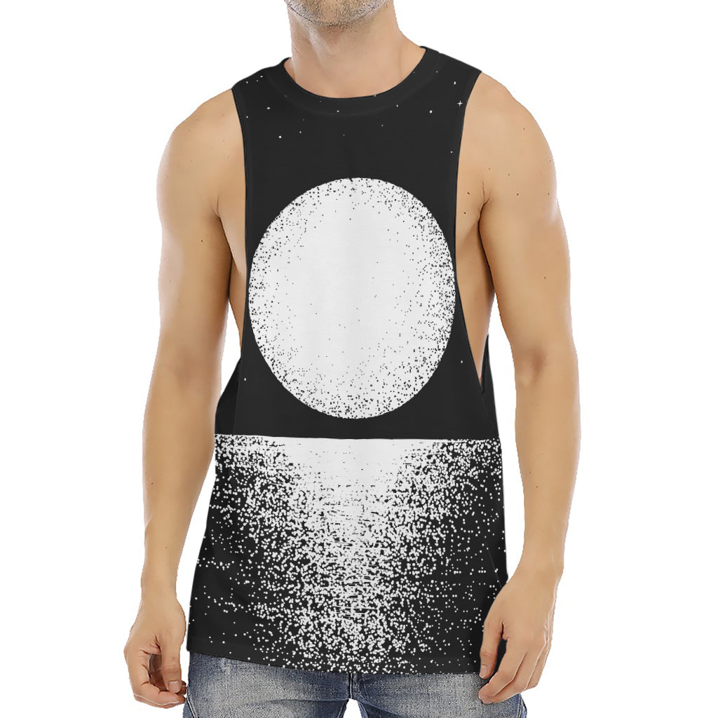 Black And White Moonlight Print Men's Muscle Tank Top