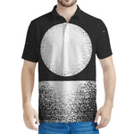 Black And White Moonlight Print Men's Polo Shirt