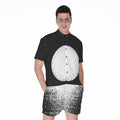Black And White Moonlight Print Men's Romper