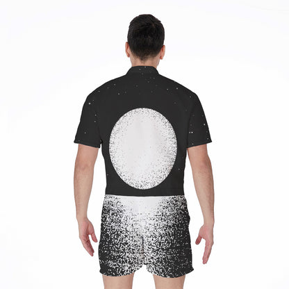 Black And White Moonlight Print Men's Rompers