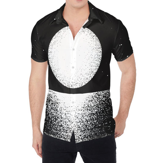 Black And White Moonlight Print Men's Shirt