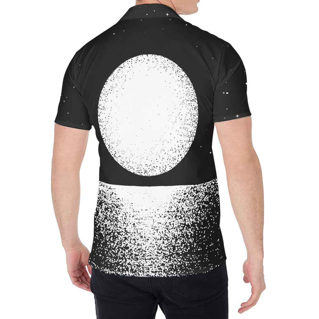 Black And White Moonlight Print Men's Shirt