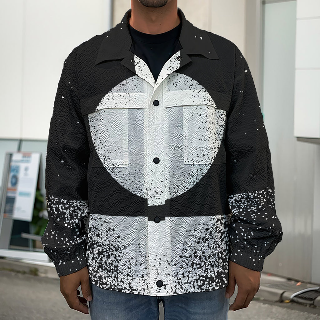 Black And White Moonlight Print Men's Shirt Jacket
