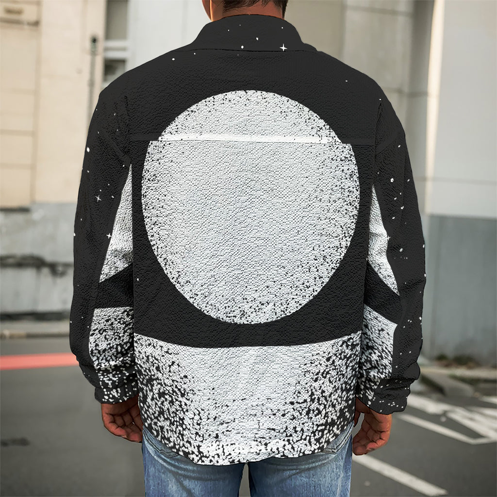 Black And White Moonlight Print Men's Shirt Jacket