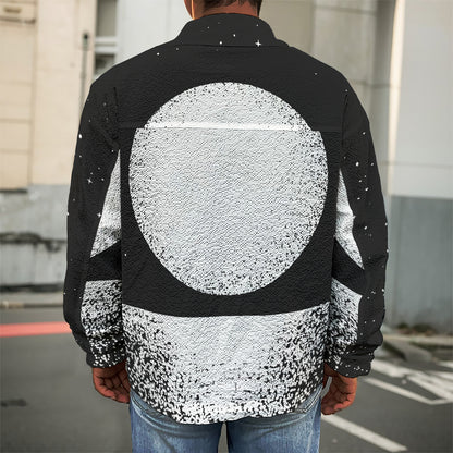Black And White Moonlight Print Men's Shirt Jacket