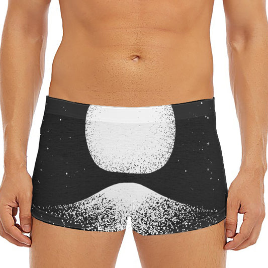 Black And White Moonlight Print Men's Short Boxer Briefs