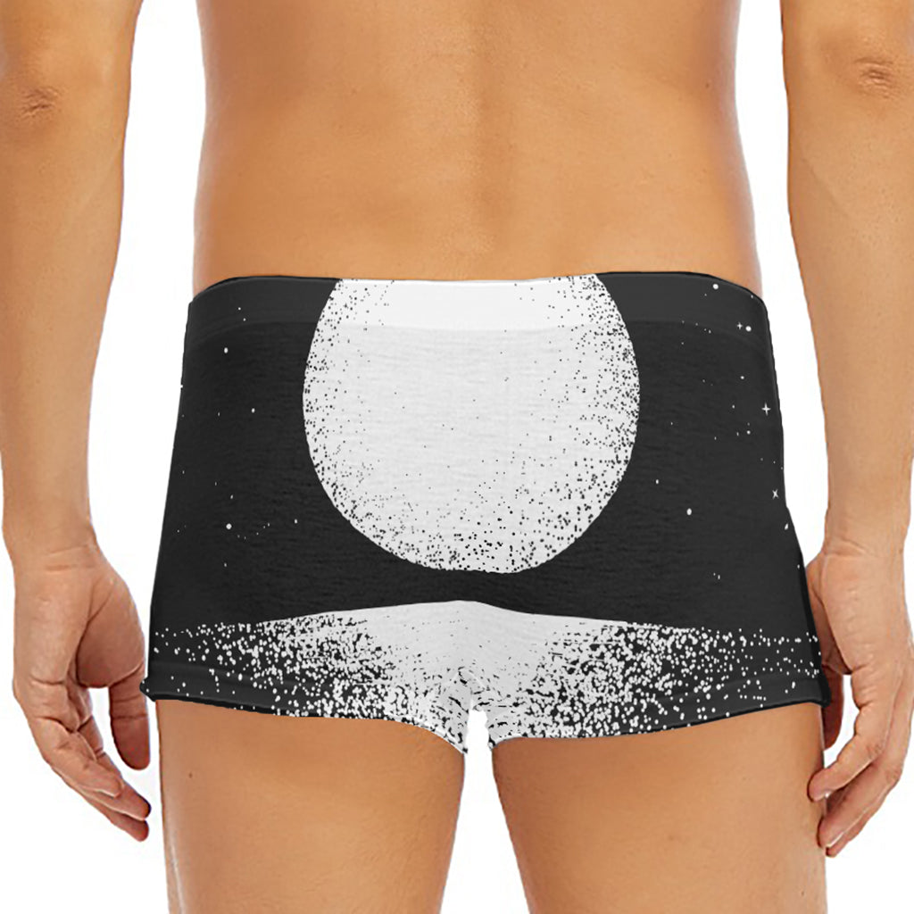 Black And White Moonlight Print Men's Short Boxer Briefs