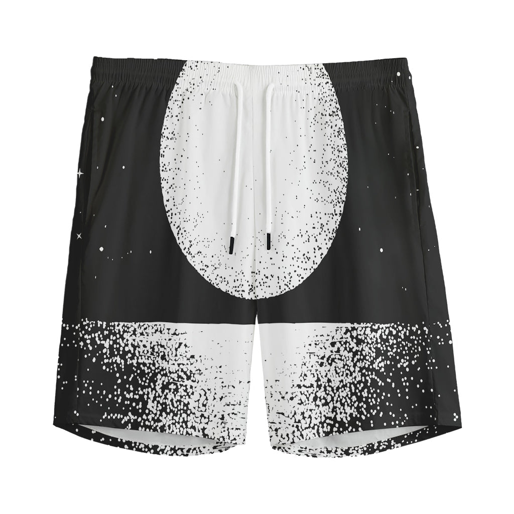 Black And White Moonlight Print Men's Sports Shorts