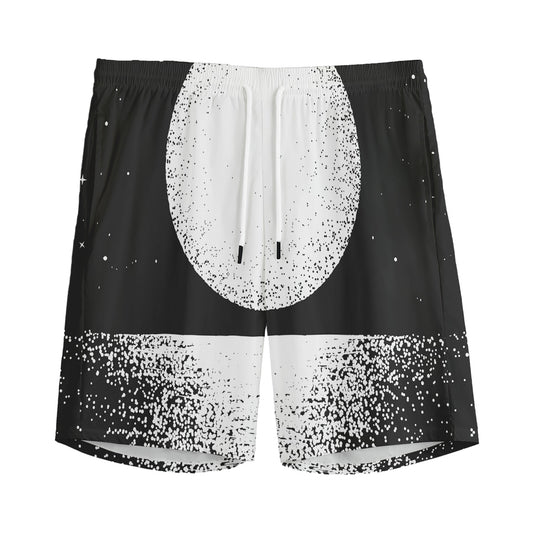 Black And White Moonlight Print Men's Sports Shorts