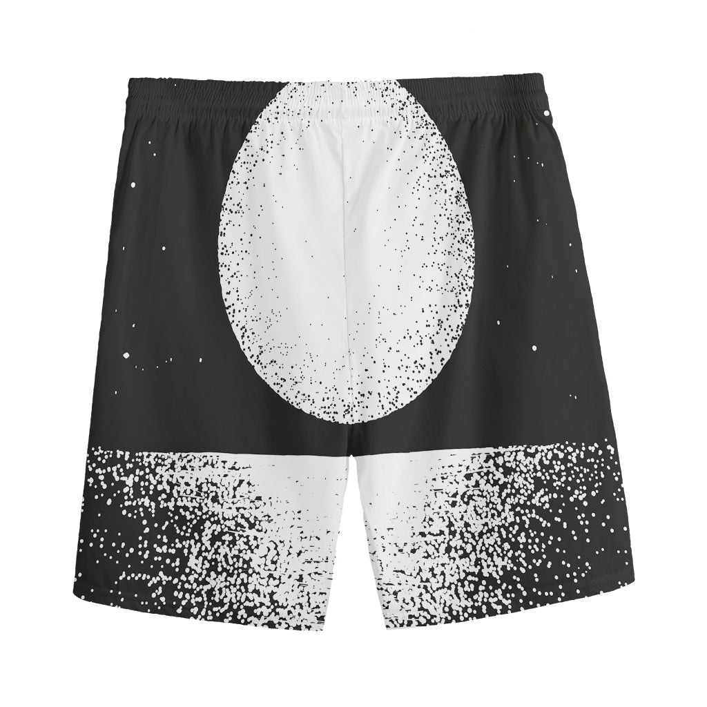 Black And White Moonlight Print Men's Sports Shorts
