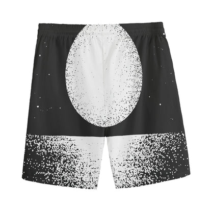 Black And White Moonlight Print Men's Sports Shorts