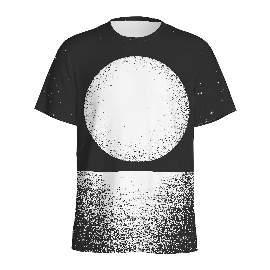 Black And White Moonlight Print Men's Sports T-Shirt