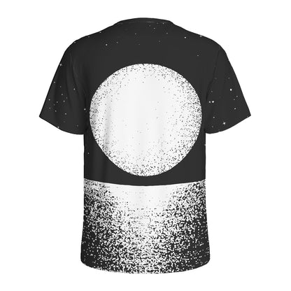 Black And White Moonlight Print Men's Sports T-Shirt