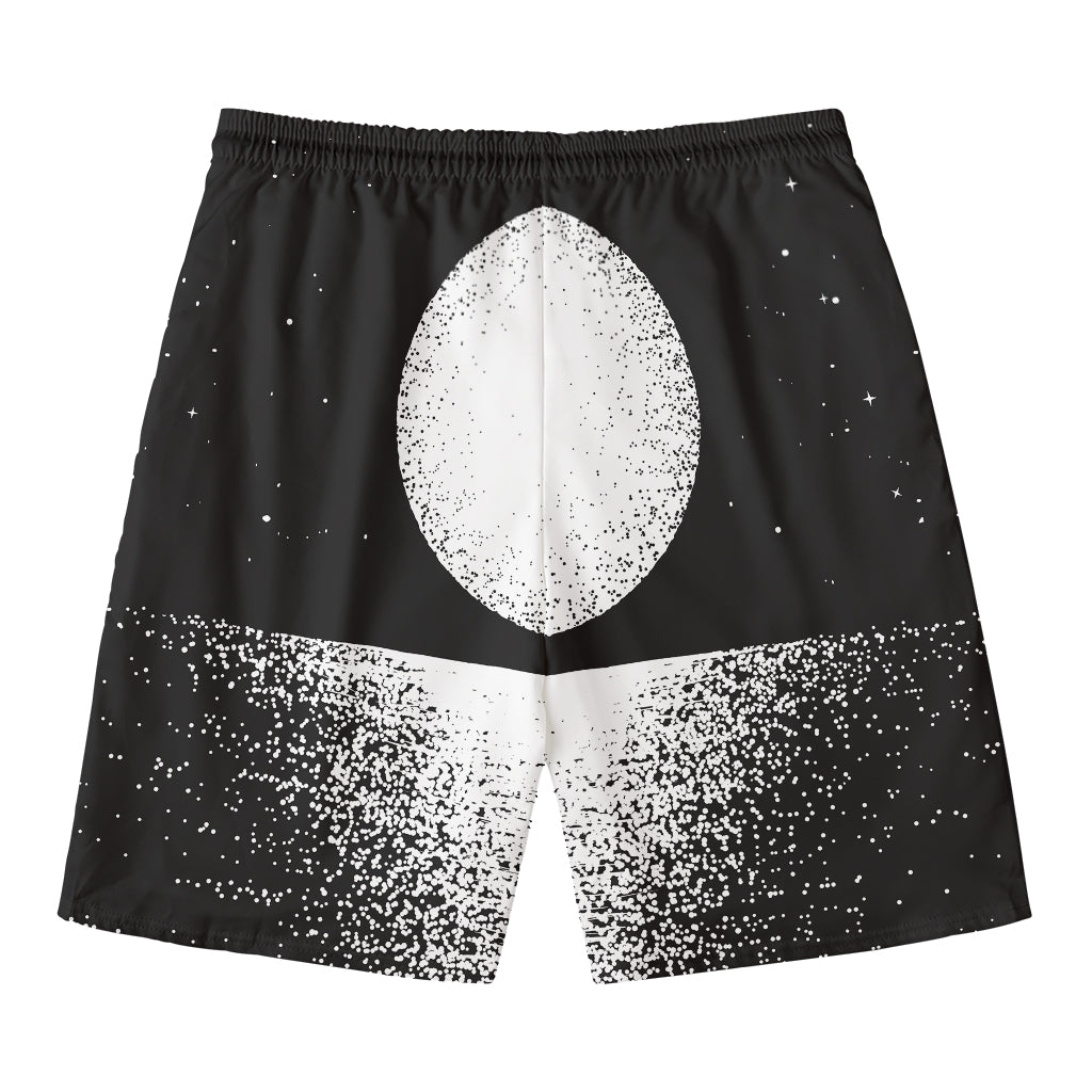 Black And White Moonlight Print Men's Swim Trunks
