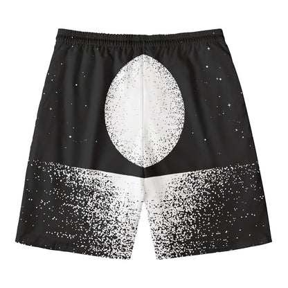 Black And White Moonlight Print Men's Swim Trunks