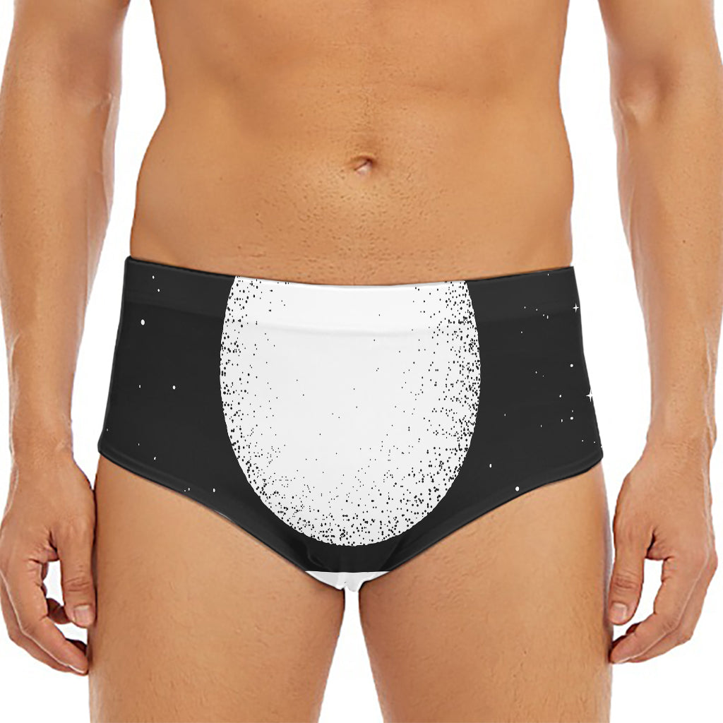Black And White Moonlight Print Men's Triangle Swim Briefs