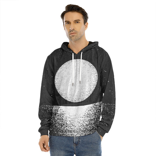 Black And White Moonlight Print Men's Velvet Pullover Hoodie