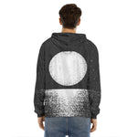 Black And White Moonlight Print Men's Velvet Pullover Hoodie