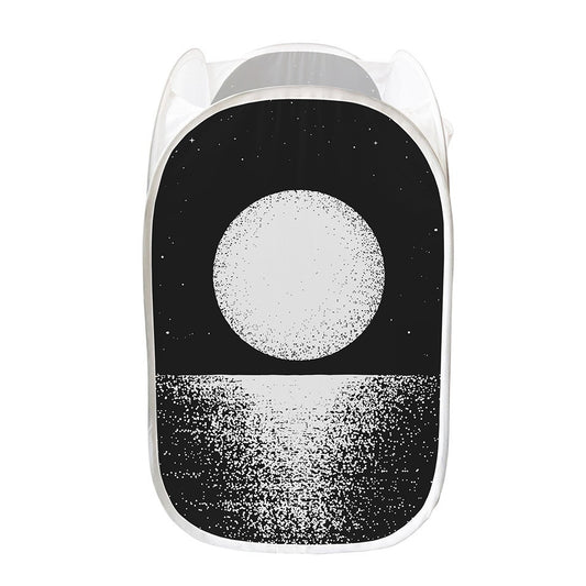 Black And White Moonlight Print Mesh Laundry Hamper
