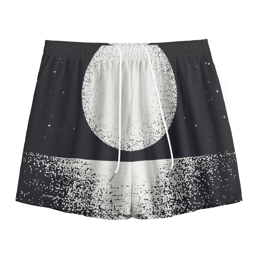 Black And White Moonlight Print Mesh Shorts