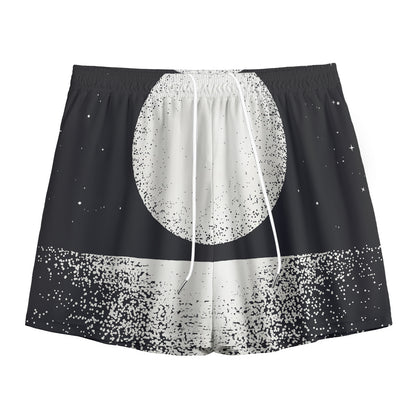Black And White Moonlight Print Mesh Shorts
