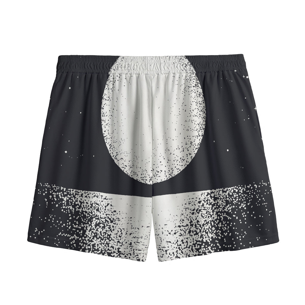 Black And White Moonlight Print Mesh Shorts