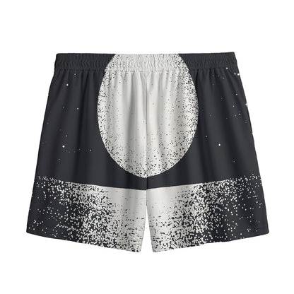 Black And White Moonlight Print Mesh Shorts