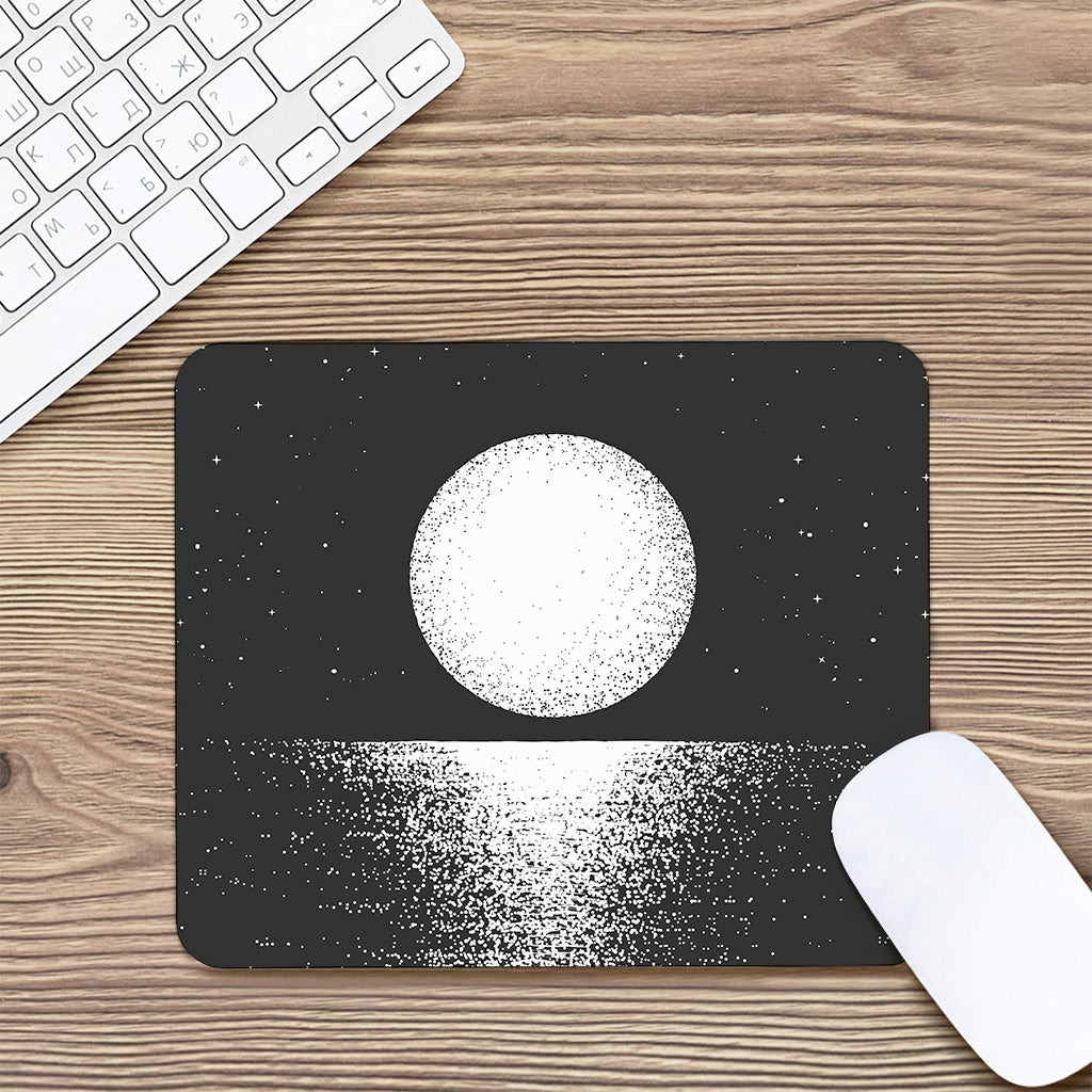 Black And White Moonlight Print Mouse Pad