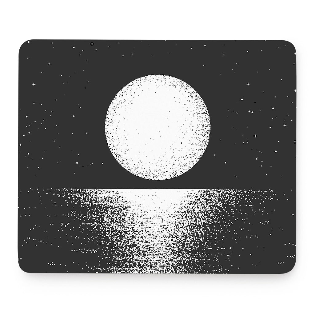 Black And White Moonlight Print Mouse Pad