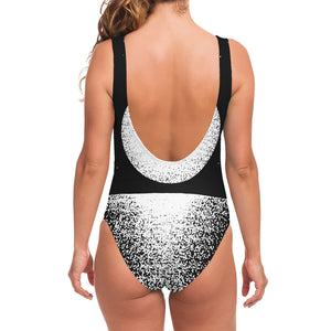 Black And White Moonlight Print One Piece Swimsuit