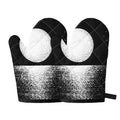 Black And White Moonlight Print Oven Mitts
