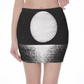 Black And White Moonlight Print Pencil Mini Skirt